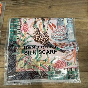 Colorful Hand Print Silk Scarf